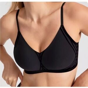 Honeylove women’s black bra velvet trim size 1x